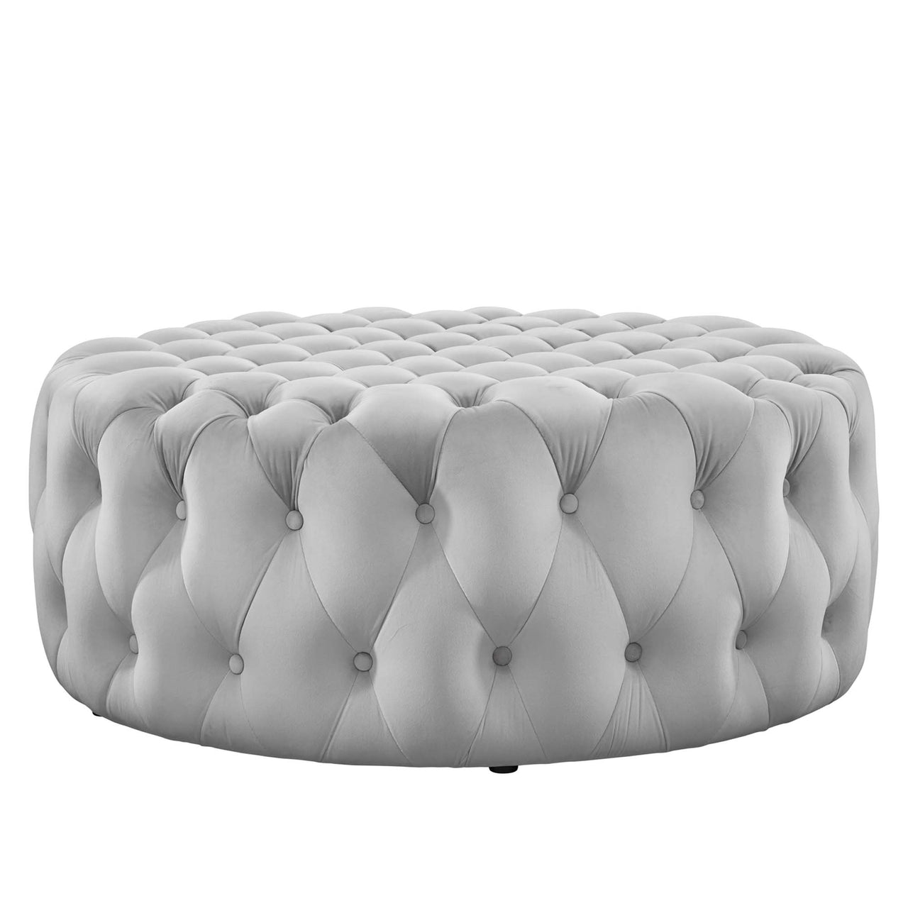 Love Round Velvet Ottoman, Large, Light Gray