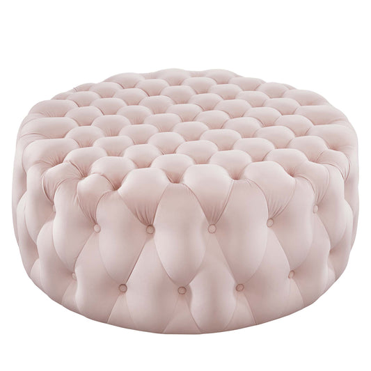 Love Round Velvet Ottoman, Large, Pink