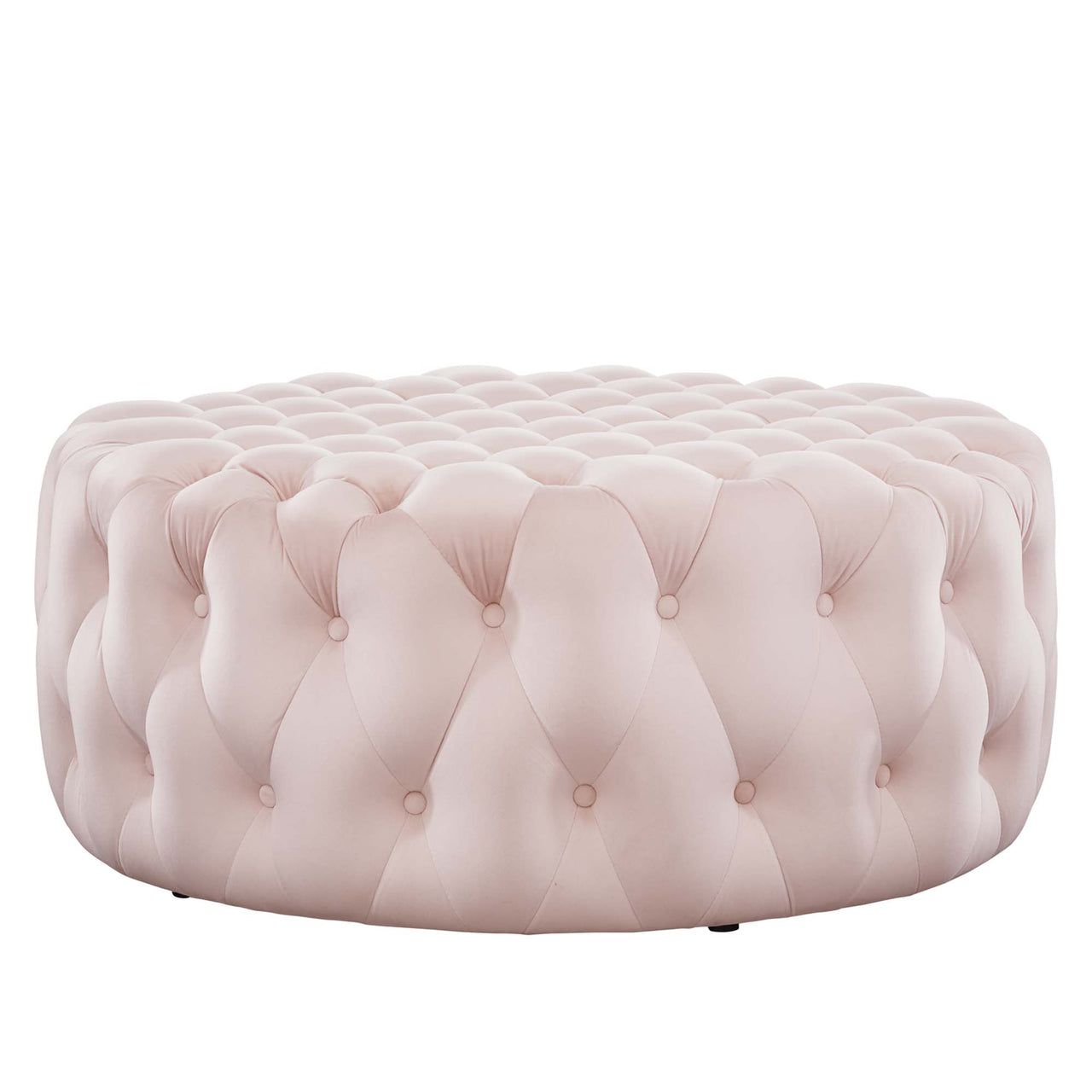 Love Round Velvet Ottoman, Large, Pink