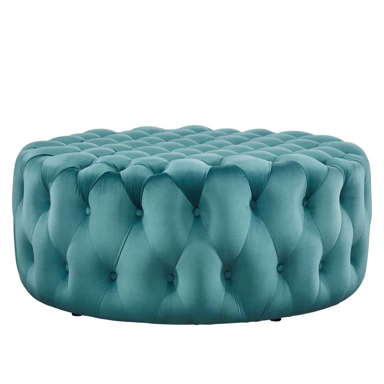 Love Round Velvet Ottoman, Large, Caspian Blue