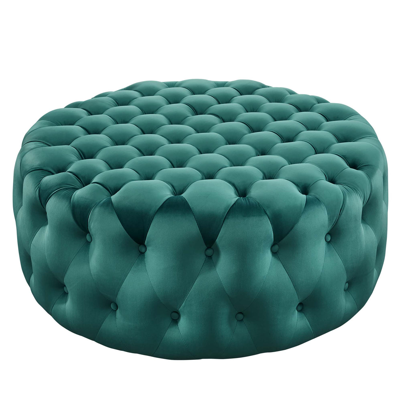 Love Round Velvet Ottoman, Large, Teal