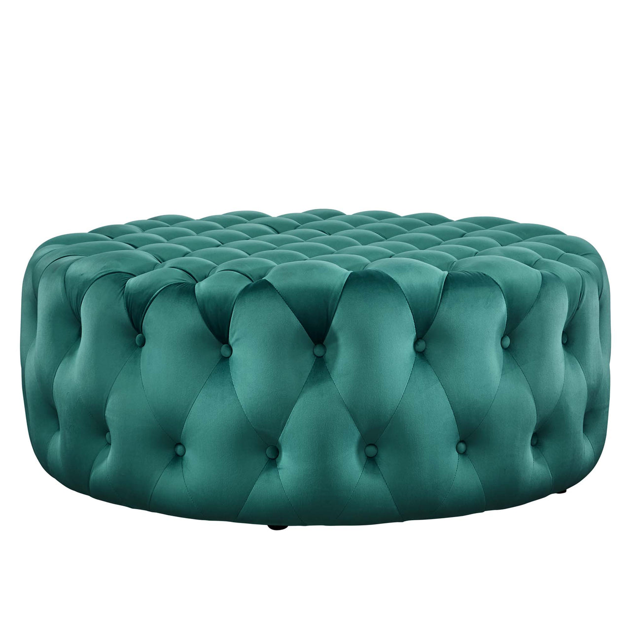 Love Round Velvet Ottoman, Large, Teal