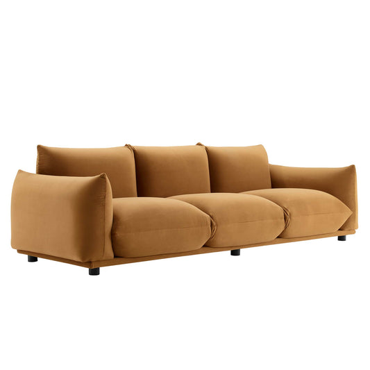 Abundance Velvet Sofa, Cognac