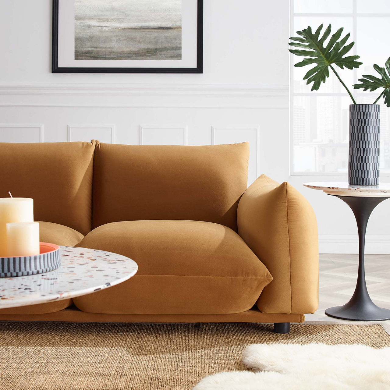 Abundance Velvet Sofa, Cognac