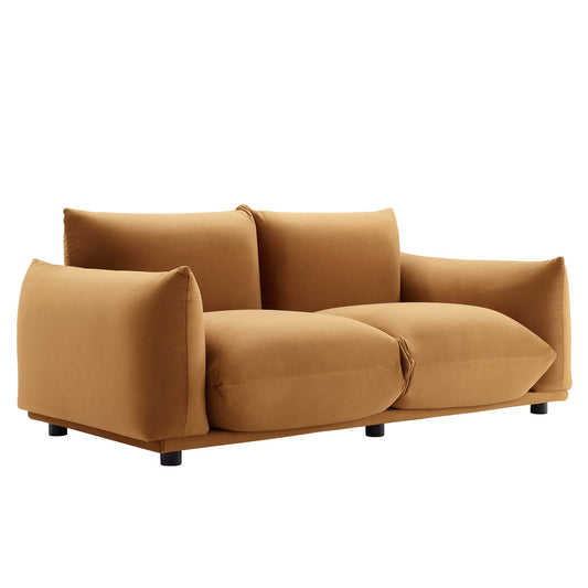 Abundance Velvet Loveseat, Cognac