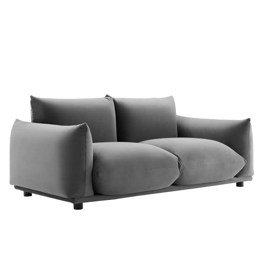 Abundance Velvet Loveseat, Gray