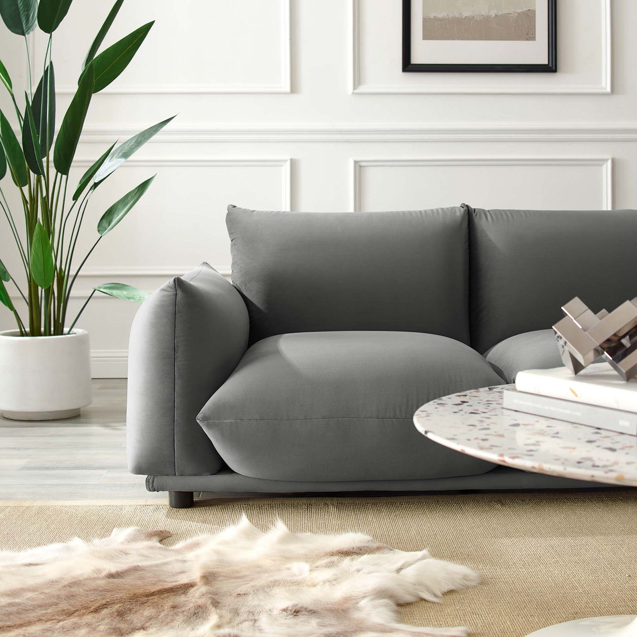 Abundance Velvet Loveseat, Gray