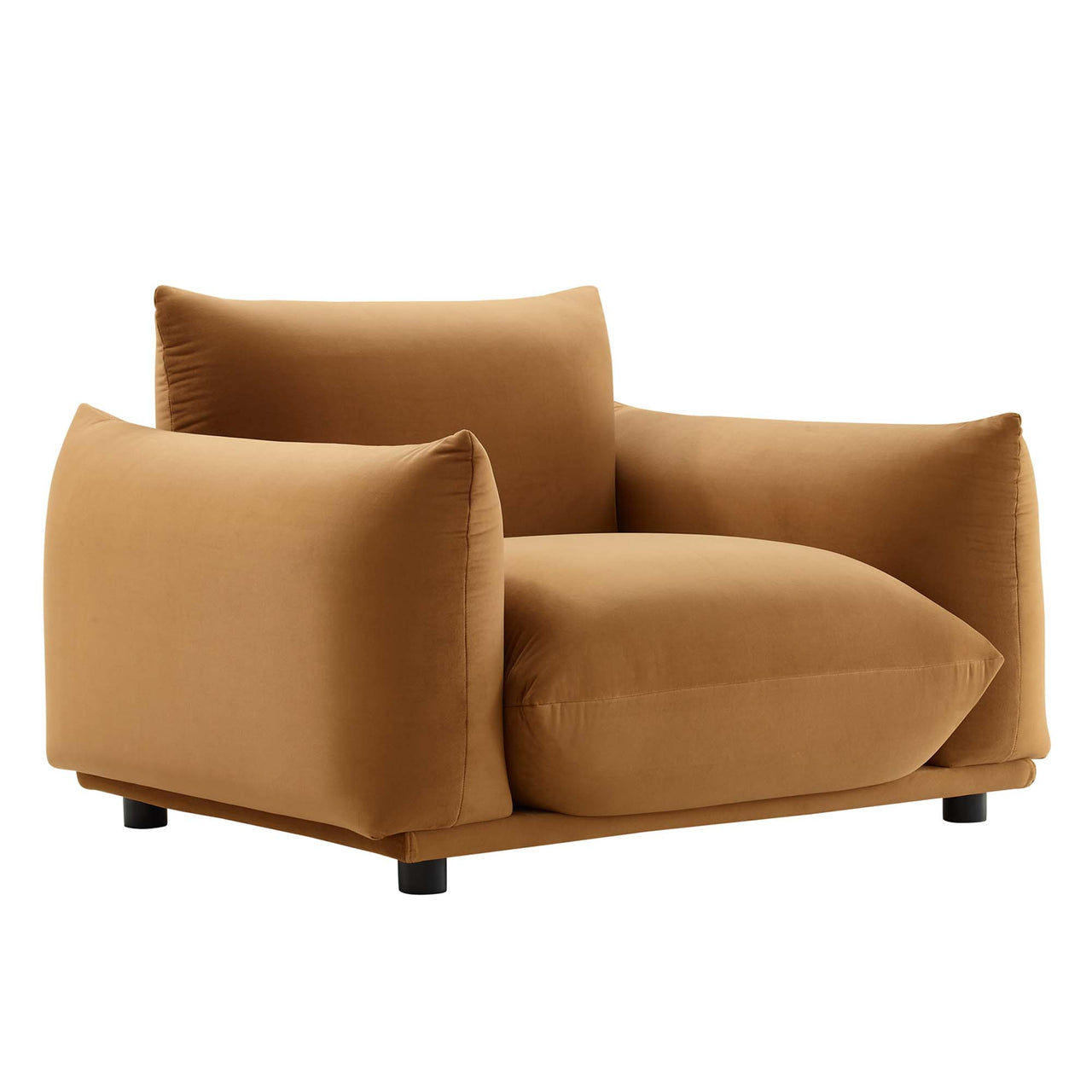 Abundance Velvet Accent Chair, Cognac