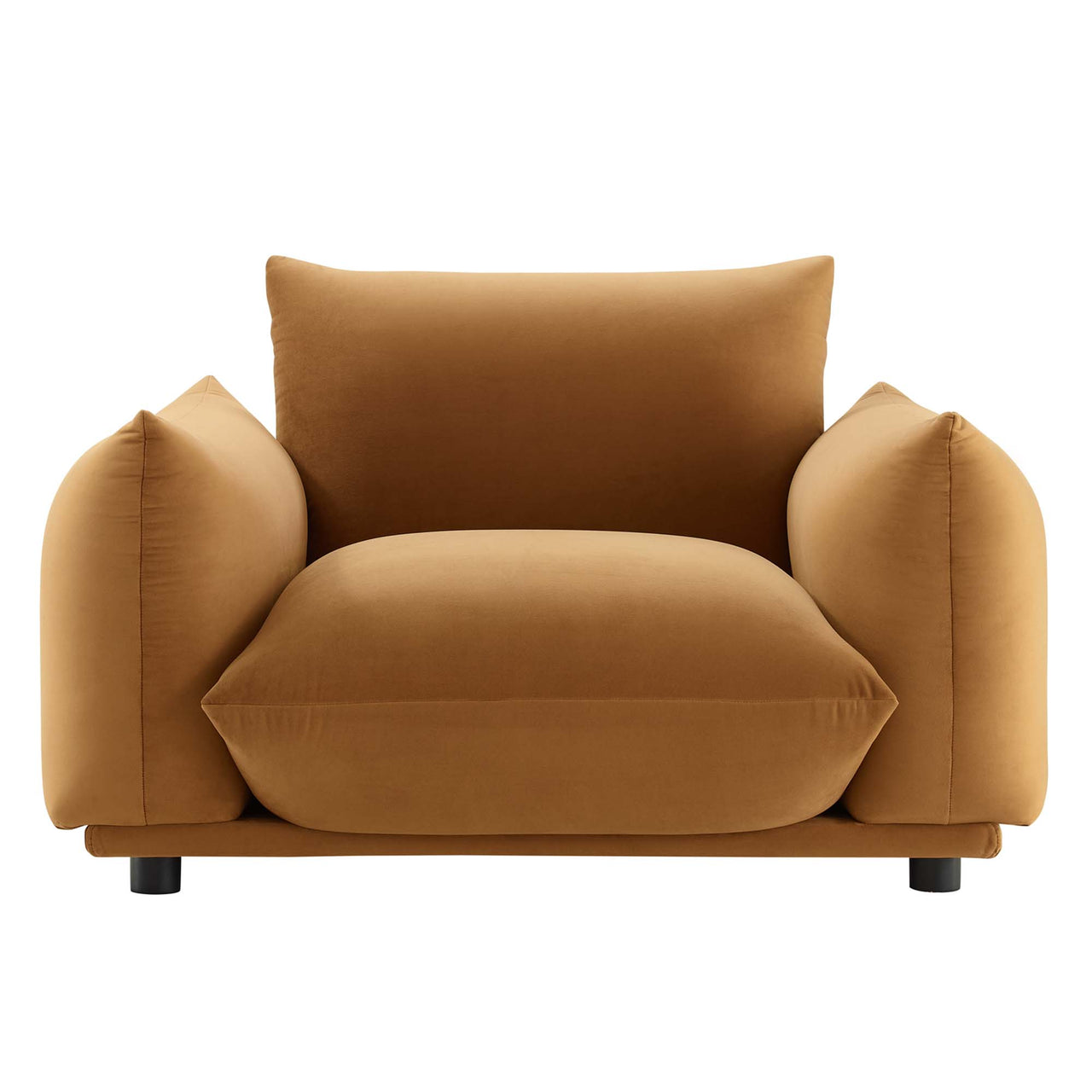 Abundance Velvet Accent Chair, Cognac