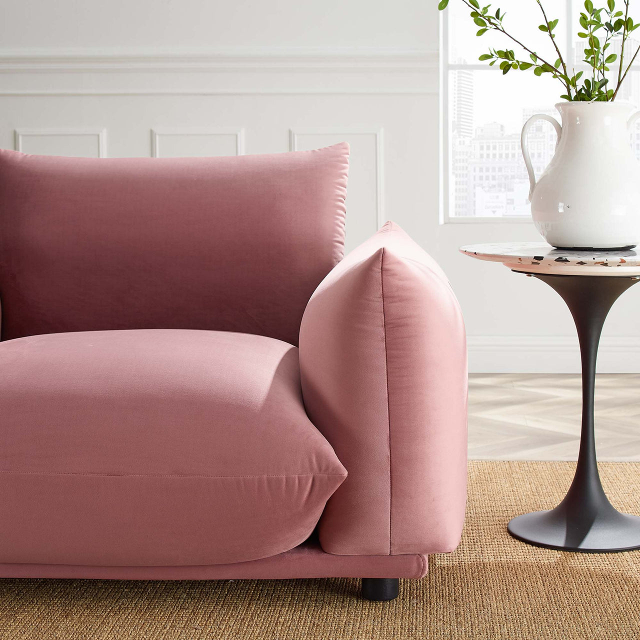 Abundance Velvet Accent Chair, Dusty Rose