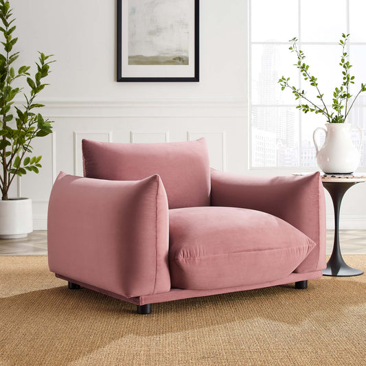 Abundance Velvet Accent Chair, Dusty Rose