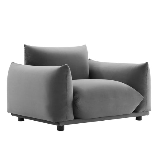 Abundance Velvet Accent Chair, Gray