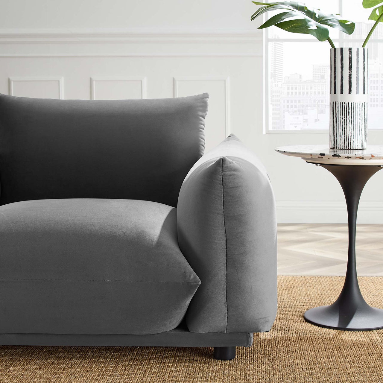Abundance Velvet Accent Chair, Gray