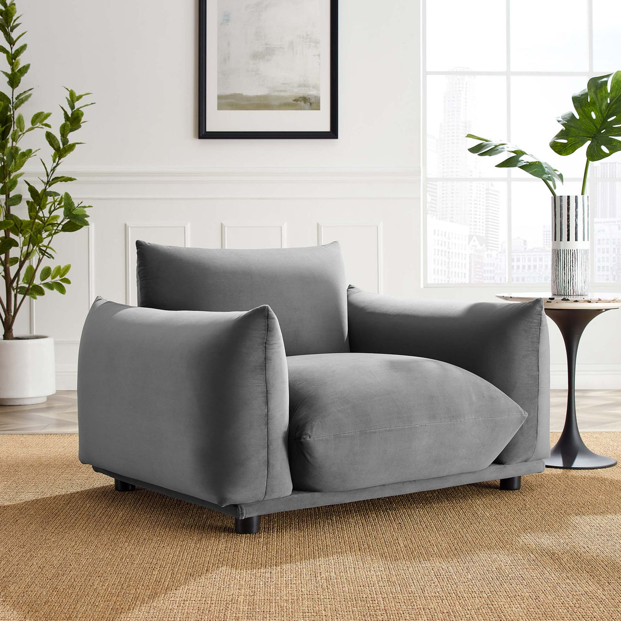 Abundance Velvet Accent Chair, Gray