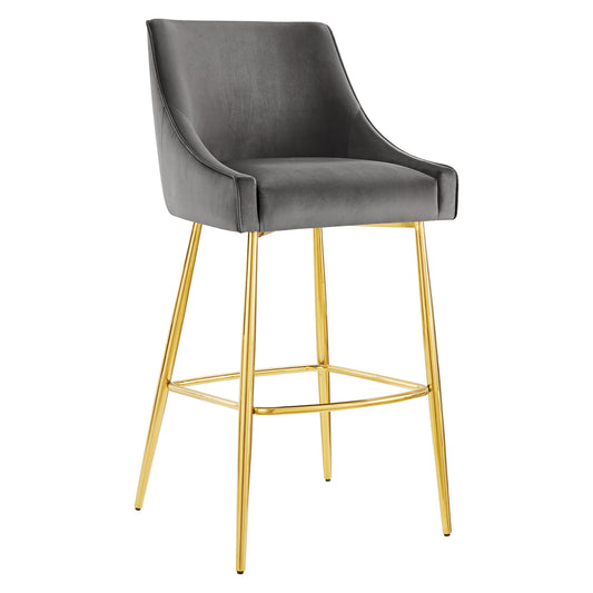 Virella Velvet Bar Stool, Gray