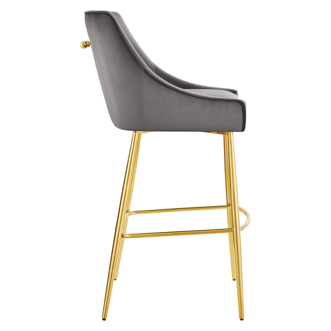 Virella Velvet Bar Stool, Gray