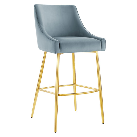 Virella Velvet Bar Stool, Light Blue
