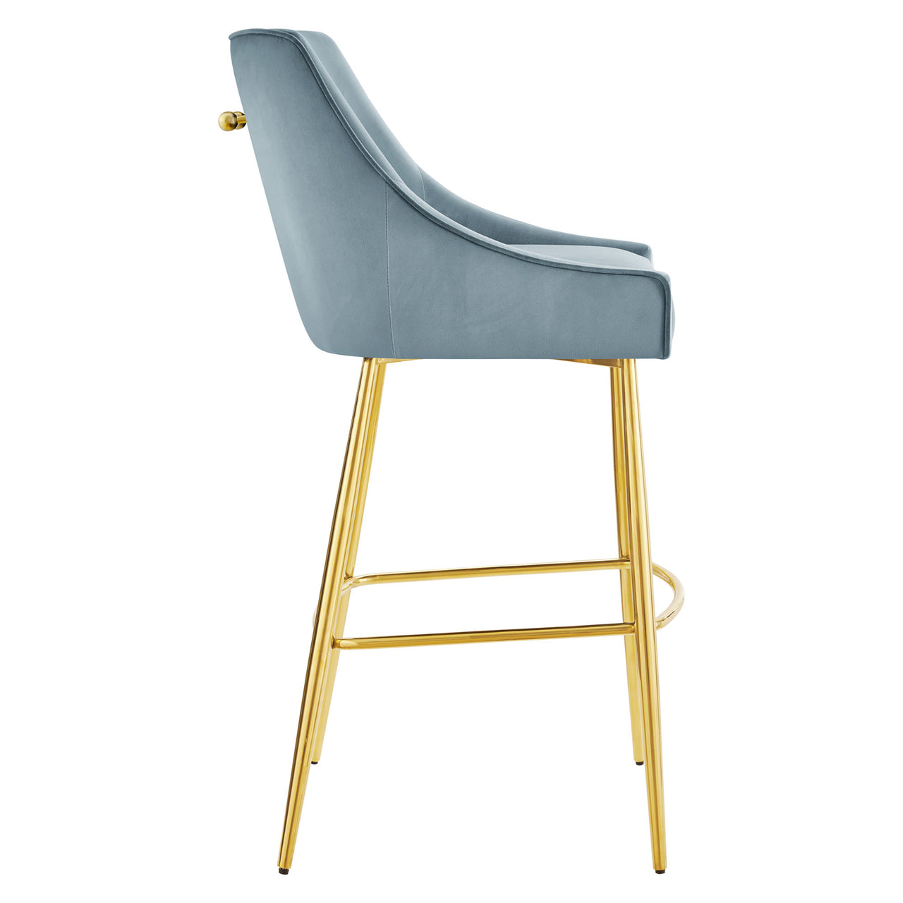 Virella Velvet Bar Stool, Light Blue