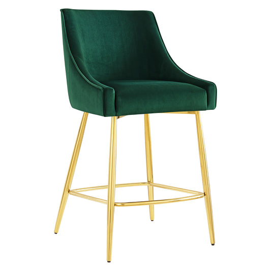 Virella Velvet Counter Stool, Green