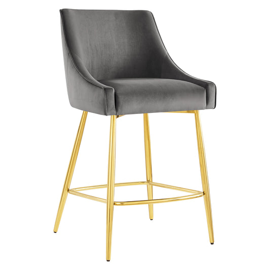 Virella Velvet Counter Stool, Gray
