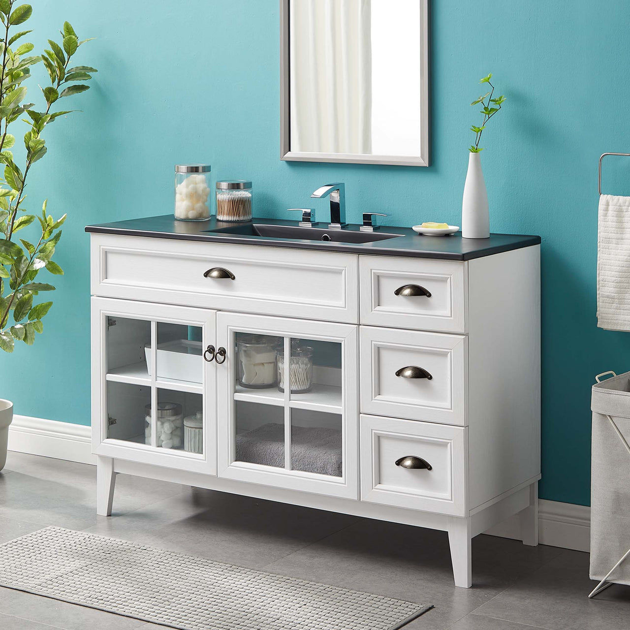 Paradise Vanity Unit, Extra Large, White & Black