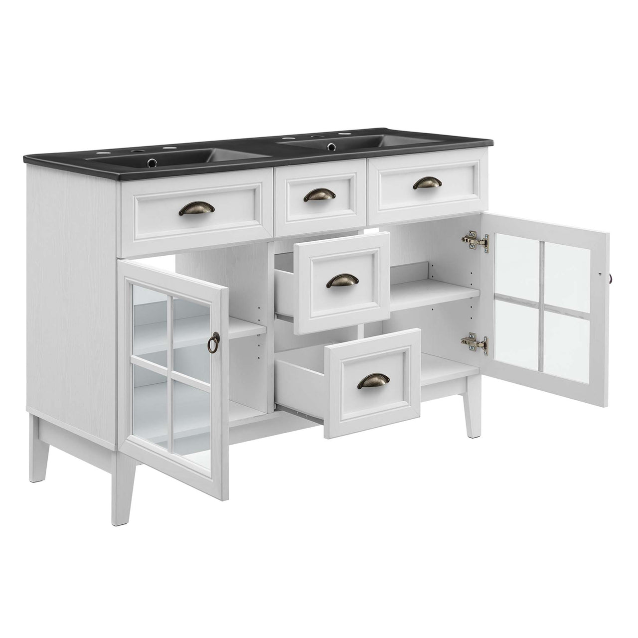 Paradise Double Sink Vanity Unit, Extra Large, White & Black