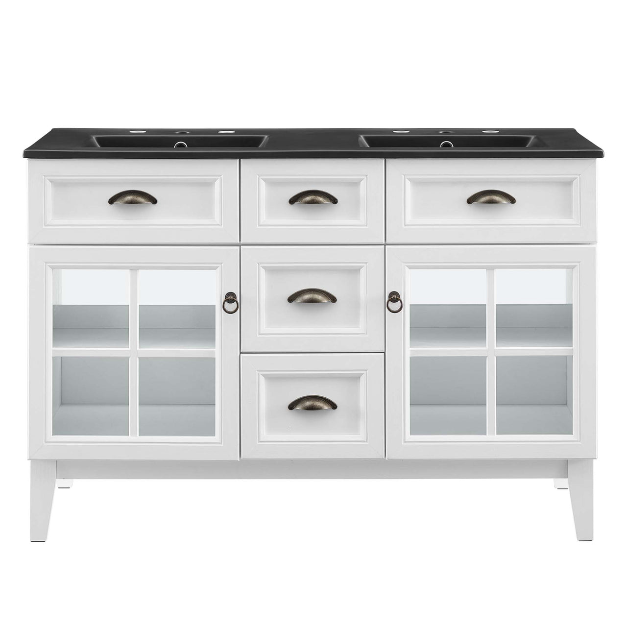 Paradise Double Sink Vanity Unit, Extra Large, White & Black