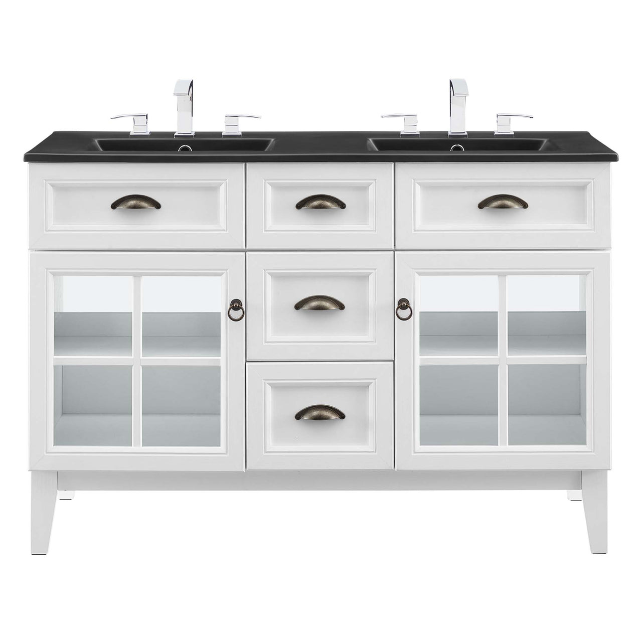 Paradise Double Sink Vanity Unit, Extra Large, White & Black