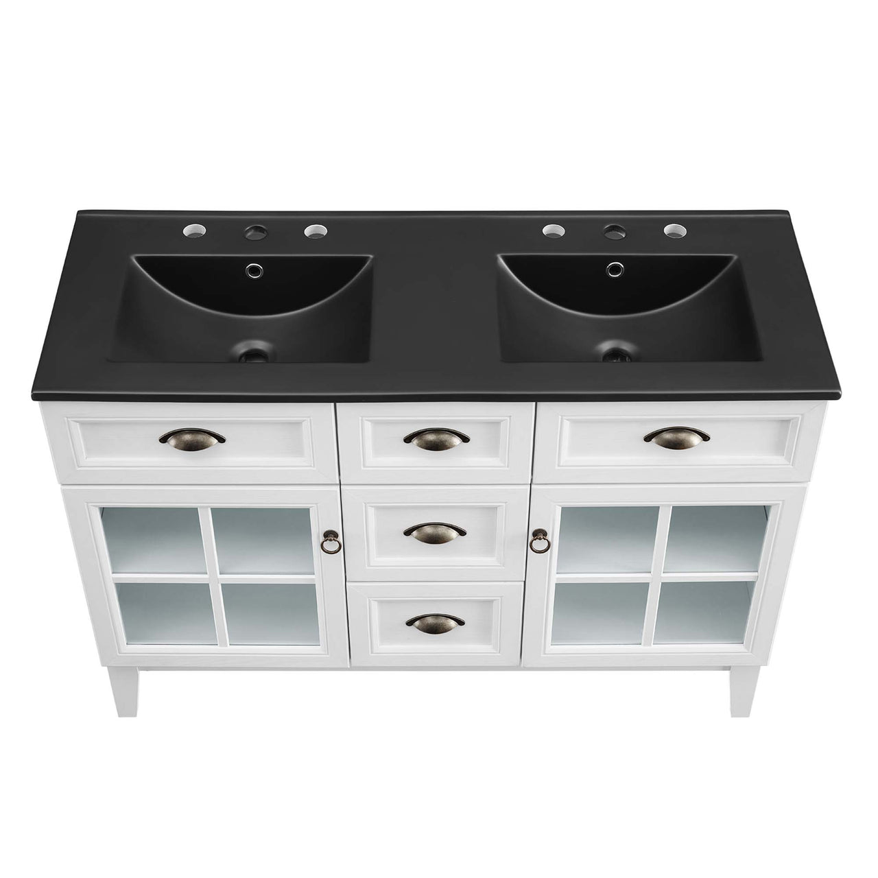Paradise Double Sink Vanity Unit, Extra Large, White & Black