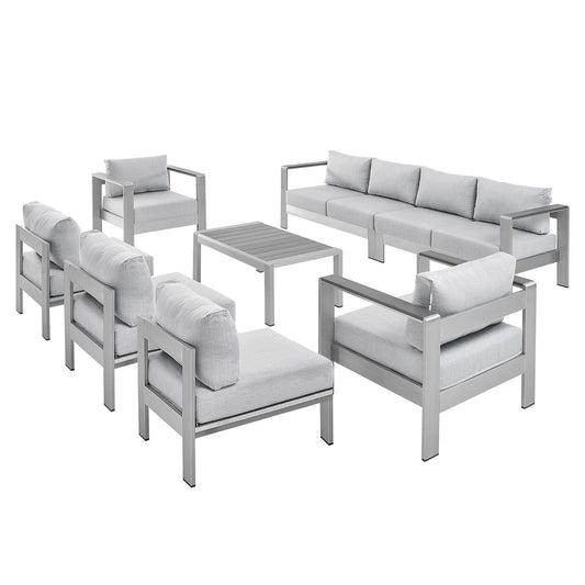 Shorea 8-Piece Sunbrella® Fabric Alfresco Sectional Sofa Set, Silver & Gray