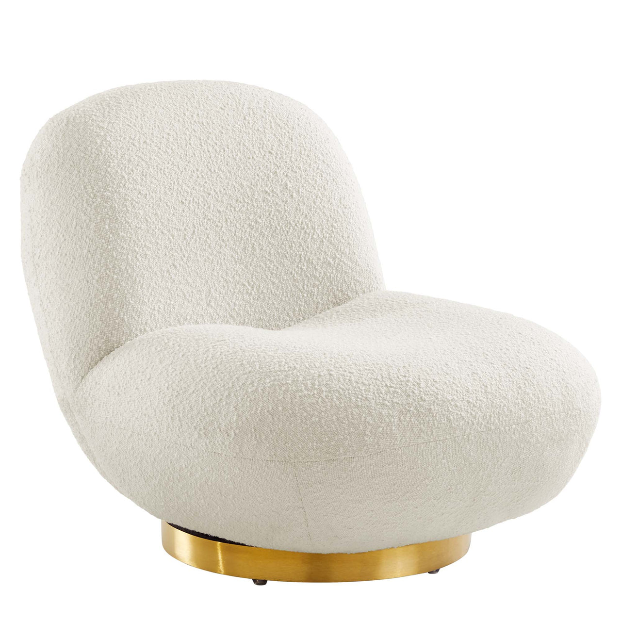 Verise Rotating Boucle Accent Chair, Gold & Ivory