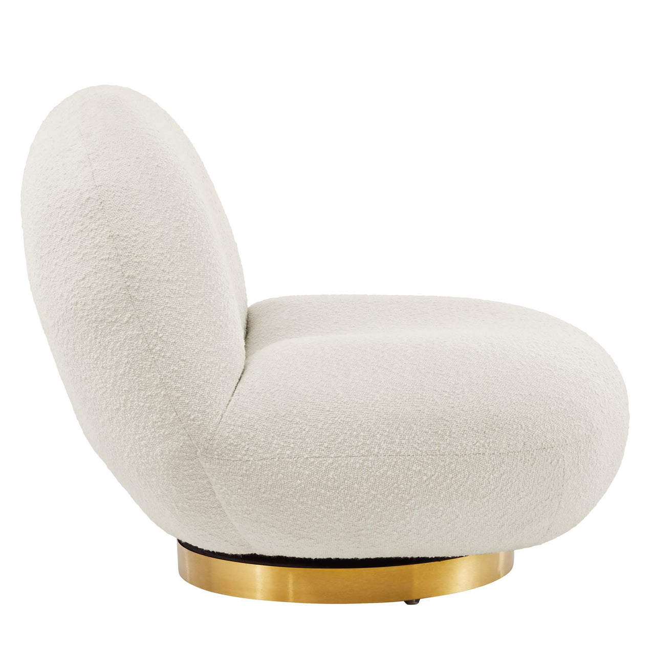 Verise Rotating Boucle Accent Chair, Gold & Ivory