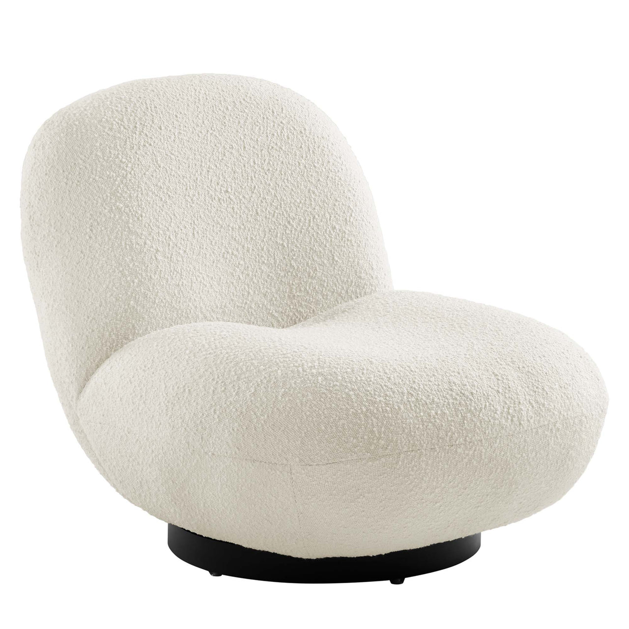 Verise Rotating Boucle Accent Chair, Black & Ivory