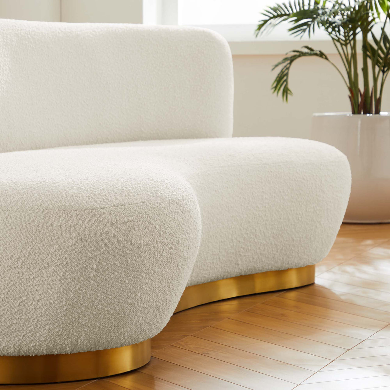Verise Boucle Sofa, Gold & Ivory