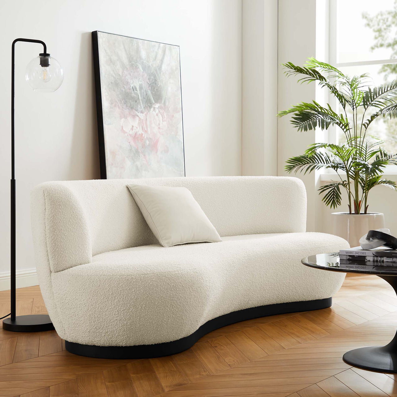 Verise Boucle Sofa, Black & Ivory