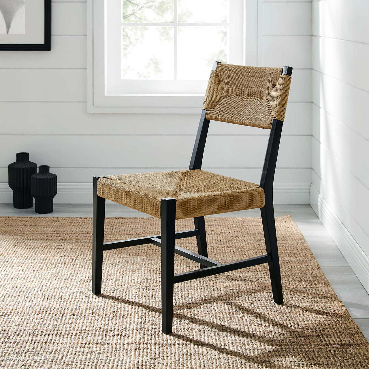 Jodie Dining Chair, Black & Natural Wood
