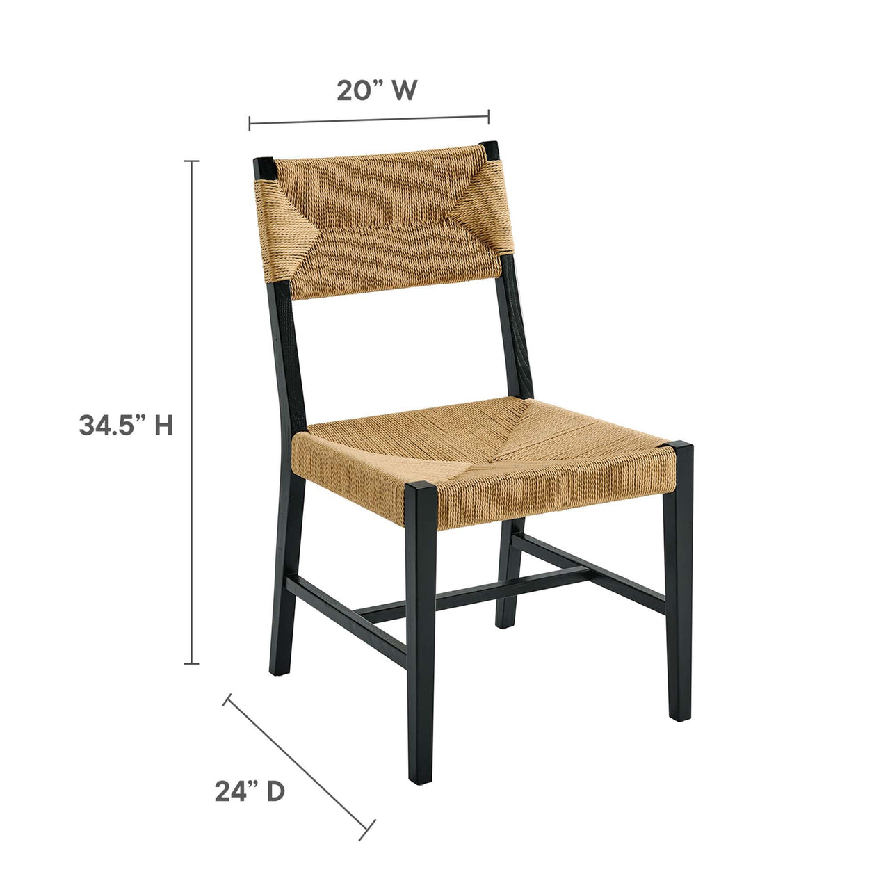 Jodie Dining Chair, Black & Natural Wood