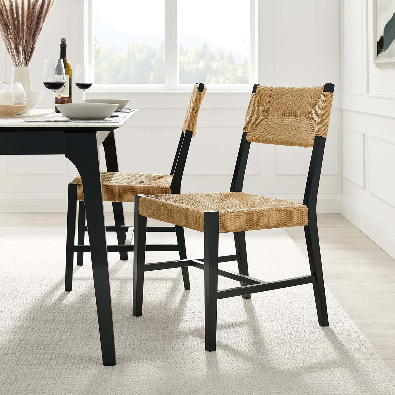 Jodie Dining Chair, Black & Natural Wood