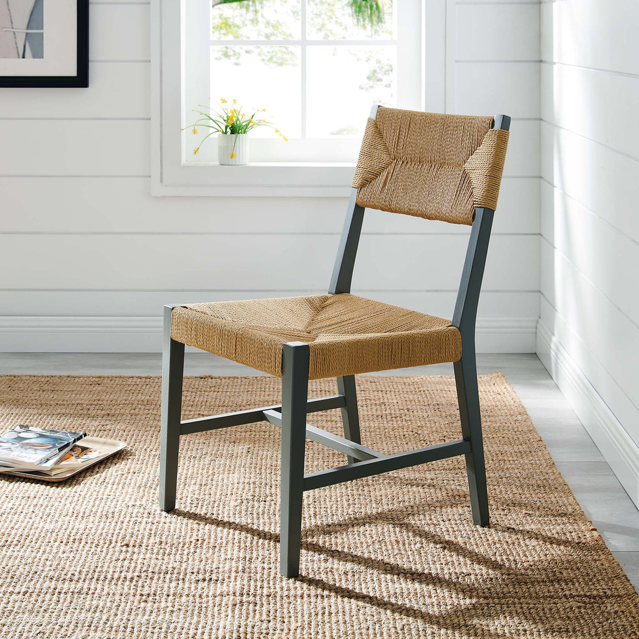 Jodie Dining Chair, Light Gray & Natural Wood