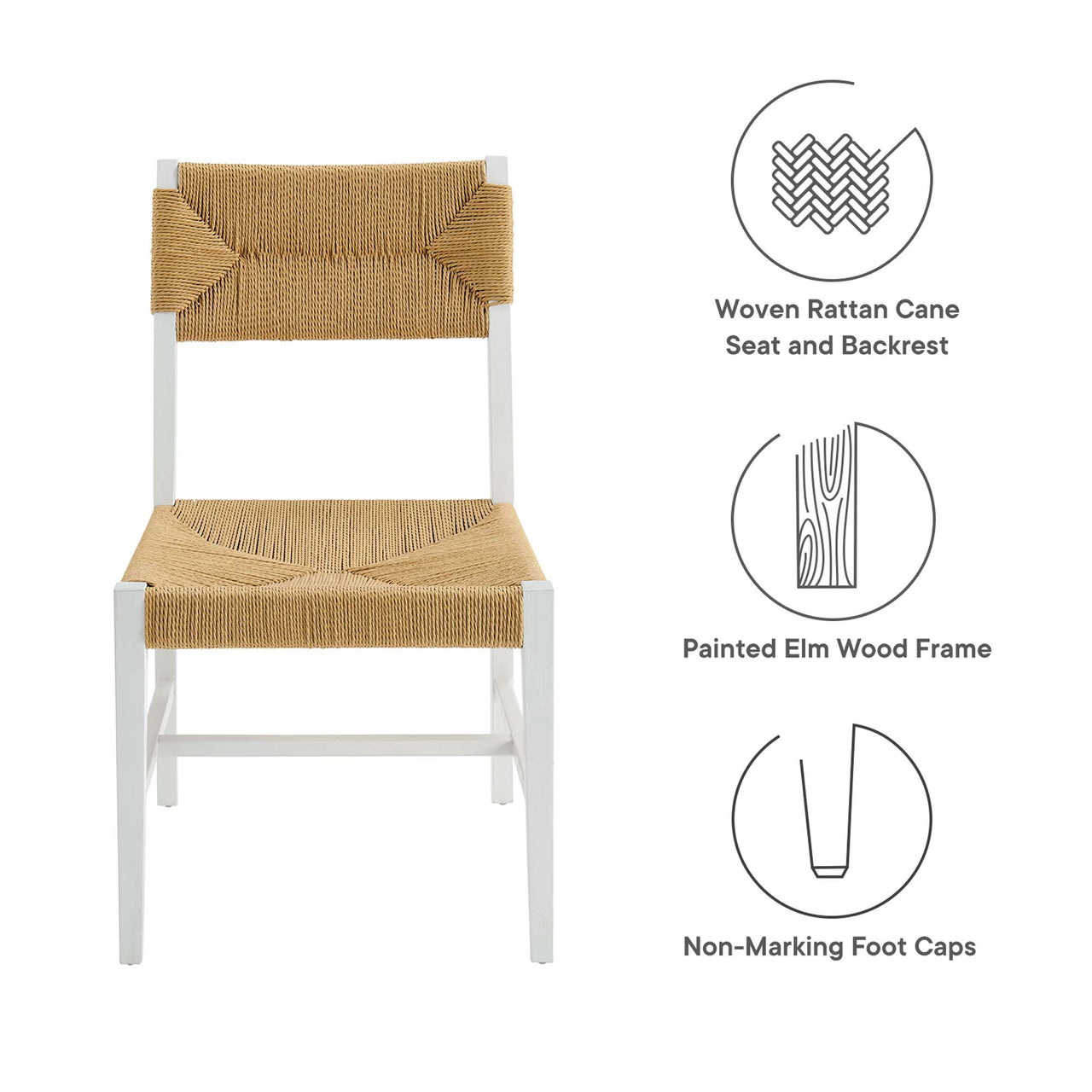 Jodie Dining Chair, White & Natural Wood