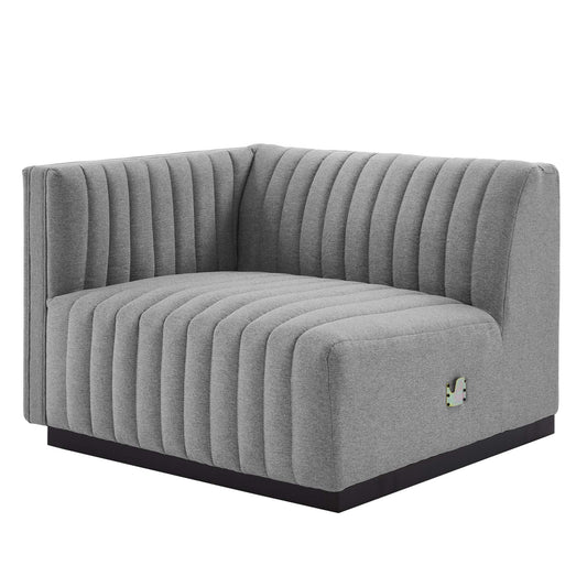 Evoke Fabric Left-Arm Chair | Modular Sectional Component, Black & Light Gray