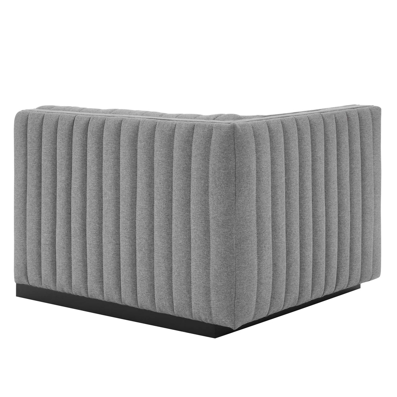 Evoke Fabric Left-Arm Chair | Modular Sectional Component, Black & Light Gray