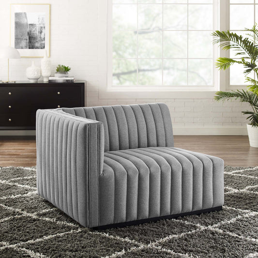 Evoke Fabric Left-Arm Chair | Modular Sectional Component, Black & Light Gray