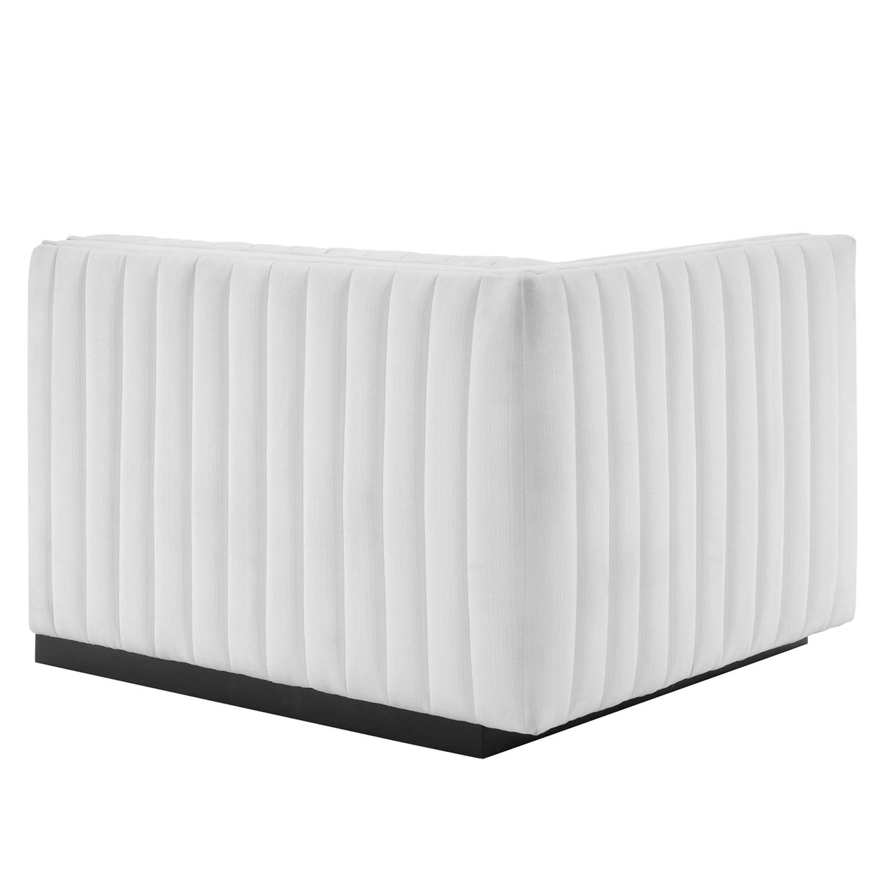 Evoke Fabric Left-Arm Chair | Modular Sectional Component, Black & White