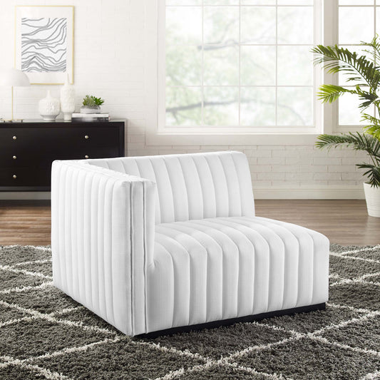 Evoke Fabric Left-Arm Chair | Modular Sectional Component, Black & White