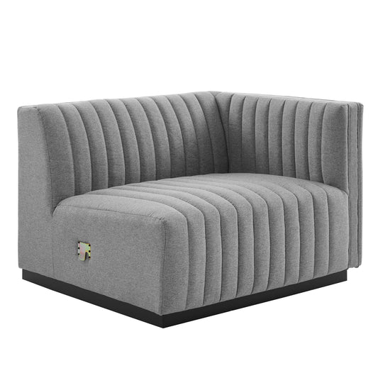 Evoke Fabric Right-Arm Chair | Modular Sectional Component, Black & Light Gray