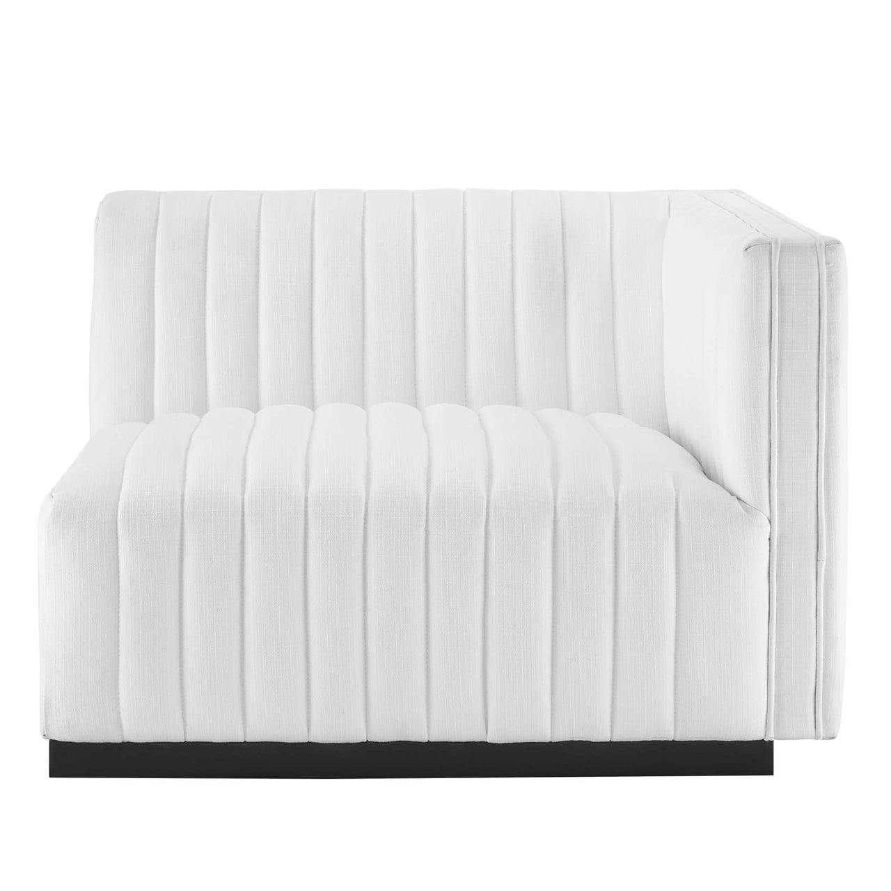 Evoke Fabric Right-Arm Chair | Modular Sectional Component, Black & White