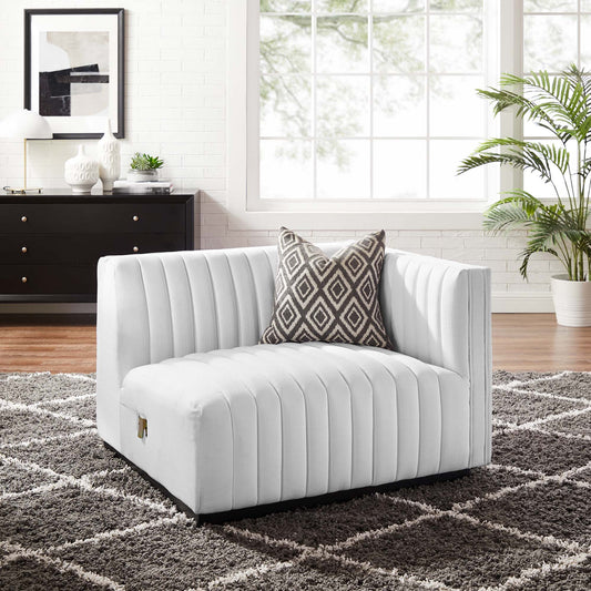 Evoke Fabric Right-Arm Chair | Modular Sectional Component, Black & White