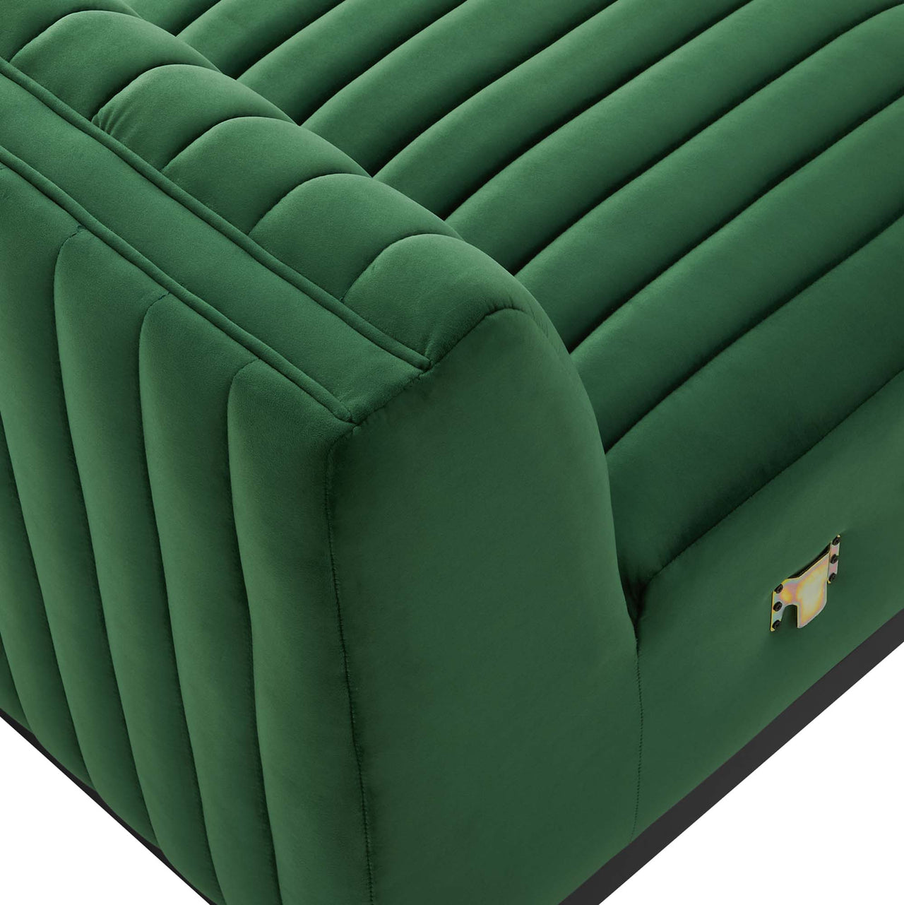 Evoke Velvet Armless Chair | Modular Sectional Component, Black & Emerald