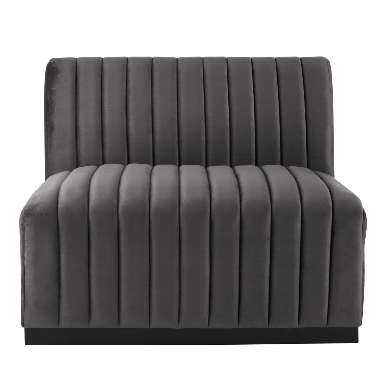 Evoke Velvet Armless Chair | Modular Sectional Component, Black & Gray